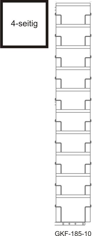 Bodenständer, 40 Fächer 185 mm, 4-seitig, 1-reihig, 1150 mm, schwarz eloxiert